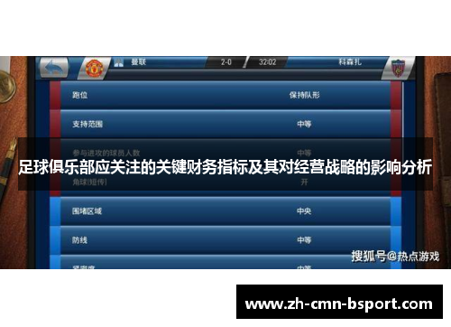 足球俱乐部应关注的关键财务指标及其对经营战略的影响分析